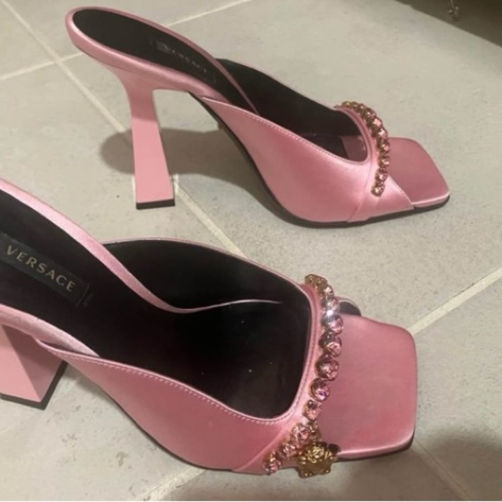 Versace pink oro mules.  Size 9